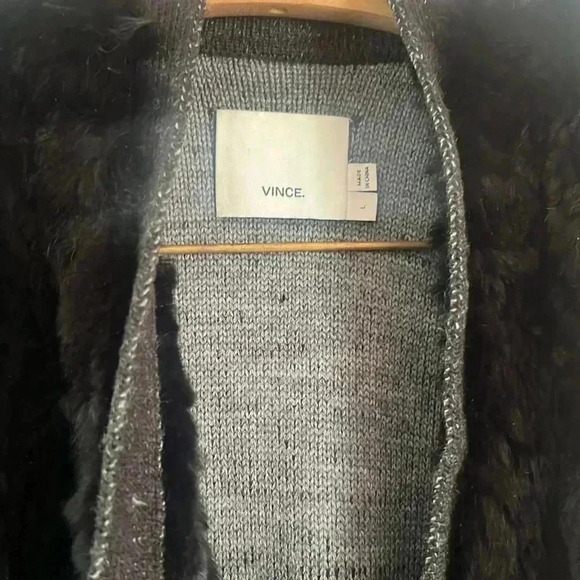 Vince fur front sweater back vest size L - Picture 4 of 7